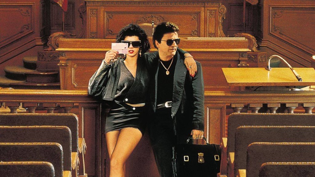 Still of Marisa Tomei and Joe Pesci from the movie, My Cousin Vinny.