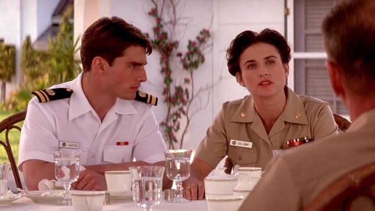 Still of Tom Cruise and Demi Moore in A Few Good Men.